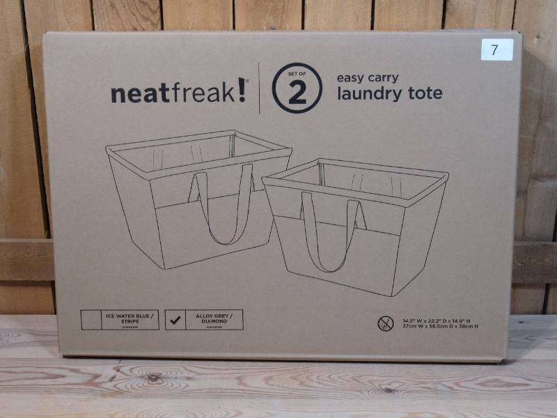 lot 1 image: Neatfreak 2 Pack Easy Carry Laundry Tote - Alloy GreyDiamond