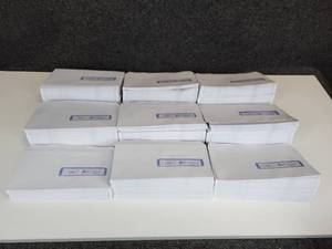lot 441 image: Lot of 800 4-12 x 9-12 Custom Window Envelopes with Blue Tint with 4-12 x 1 Window and Self-Sealing Adhesive