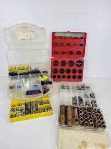 lot 487 image: Lot (6) HardwareComponent Kits - Snap Rings, O Rings, Woodruff Keys, Brass Bushings, Roll Pins, and More