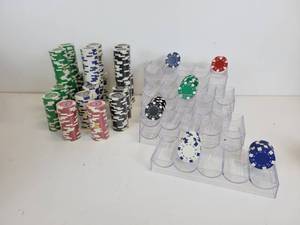 lot 146 image: Large Lot of Poker Chips & Trays