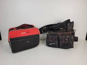 lot 150 image: Husky Tool Belt, JustinCase Bag with Jumper Cables and Blanket