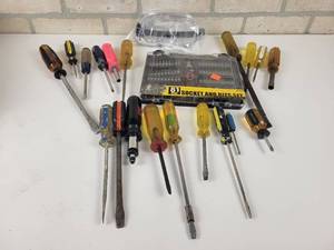 lot 33 image: Hand Tools - Socket and Bit set and Screwdrivers
