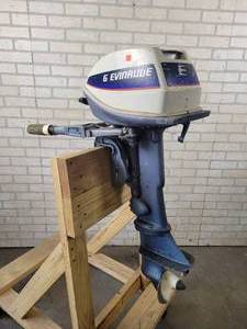 lot 40 image: 6hp Evinrude Outboard Boat Motor - Model No. 6504R - Motor Pulls Over Good - NO SHIPPING