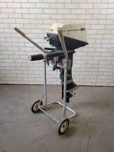 lot 41 image: 6hp Johnson Outboard Boat Motor - Model No. 6R-70B - Motor Pulls Over Good - Stand Included - NO SHIPPING