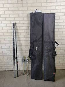 lot 47 image: (2) Sail Sign Poles and 5 Eurofit Steel Base Display Kit (Unsure if Complete) - NO SHIPPING