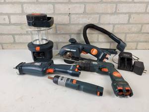 lot 97 image: Lot of Black & Decker VersaPak Cordless Tools and Charger - Drill, Screwdriver, Saws and Lantern - NO SHIPPING