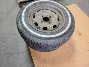lot 246 image: Pair of 13 Trailer Tires on Rims - 4-Bolt - NO SHIPPING