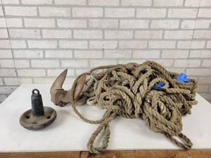 lot 168 image: (2) Boat Anchors and Rope - NO SHIPPING