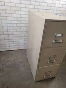 lot 45 image: 3-Drawer Fire Rated File Cabinet with Key - NO SHIPPING