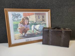 lot 694 image: Signed Marian Anderson Grandpas Farm Print and Decorative Suitcase