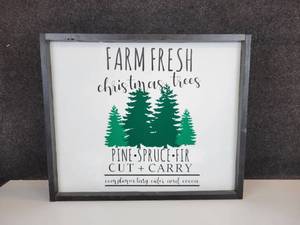 lot 696 image: Farmfresh Christmas Trees Wall Hanging