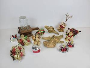 lot 705 image: Vintage Christmas Ornaments and Candy Dispenser