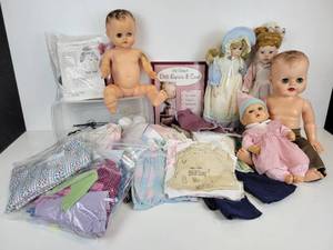 lot 726 image: Lot of Dolls, Doll Clothes, Doll Clothes Patterns, and More
