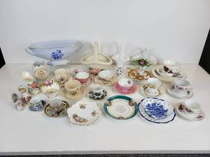 lot 736 image: Lot of Porcelain Baskets, Bowls, Dishes, Demi Cups & Saucers, and More