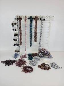 lot 743 image: Wire Display with Clips for Retail Packaging - Includes Handmade Earrings and Necklaces