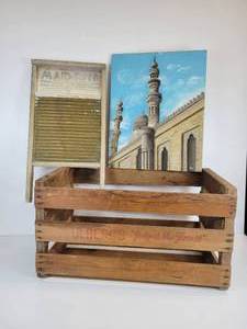 lot 857 image: Oldbergs Judged the Finest Crate, Brass Washboard, and Old Mosque - Cairo Original Painting