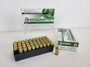 lot 542 image: 100 Rounds Remington 9mm Luger Ammunition