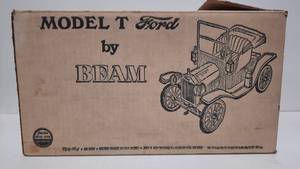 lot 890 image: Black Ford Model T Jim Beam Whiskey Decanter - Empty - Date on Bottom says 1974