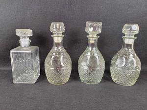 lot 607 image: (4) Vintage Glass Liquor Decanters - All are Approx 10 tall - NO SHIPPING
