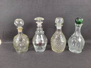 lot 608 image: (4) Vintage Glass Liquor Decanters - All are Approx 10 tall - NO SHIPPING