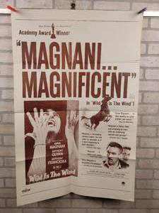 lot 629 image: Original Wild is the Wind (Released 1957) 27x41 Movie Poster - Anna Magnani, Anthony Quinn & Anthony Franciosa - Folded - Unsure of Poster Date