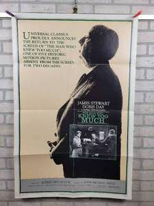 lot 632 image: Original 1983 Re-Release THE MAN WHO KNEW TOO MUCH (Released 1956) 27x41 Movie Poster - Alfred Hitchcock, James Stewart and Doris Day - Folded
