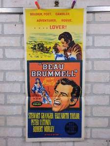 lot 643 image: Original 1954 BEAU BRUMMELL and the BEAUTY Australian Daybill 13x30 Movie Poster - Elizabeth Taylor - Folded