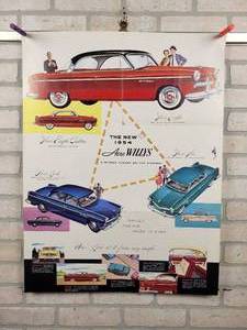 lot 649 image: Original 1954 AERO Willys Dealer Poster - Folded