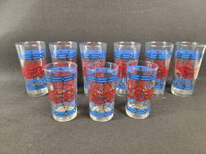 lot 662 image: (9) Stained Glass Style PEPSI Glass Tumblers