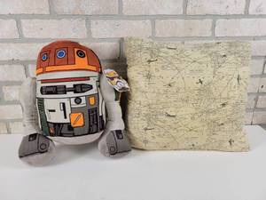 lot 594 image: STAR WARS R2D2 Plush Toy with Tag and The World Throw Pillow