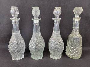 lot 598 image: (4) Vintage Glass Liquor Decanters - Approx 15 tall Each - NO SHIPPING