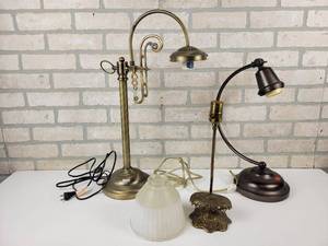 lot 599 image: (3) Metal Table Lamps - OTT-LITE and More - NO SHIPPING