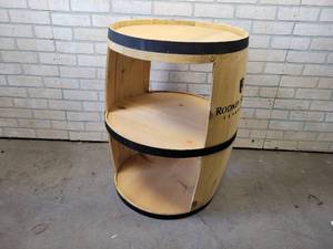 lot 758 image: Wood Wine Cask Display Shelf - Overall Approx. 30 Tall x 24 Diameter - NO SHIPPING