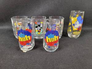 lot 774 image: (3) 2000 Mickey Mouse Glass Tumblers, (2) Diet Pepsi Uh Huh Glasses and Mickey Tumbler