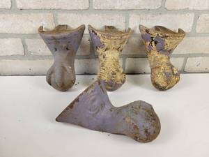 lot 792 image: (4) Antique Cast Iron Claw Foot Tub Legs