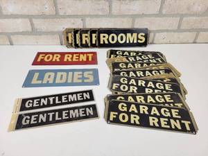 lot 549 image: (23) Vintage Tin Door Signs - Most are Approx. 9 x 3.25