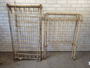 lot 801 image: Antique IRON Baby Crib - Includes Ends, Sides and Frame - NO SHIPPING