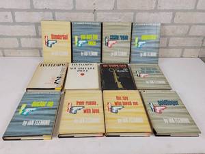 lot 818 image: (12) Vintage James Bond Novels by Ian Fleming - All Hardcover with Dust Jackets