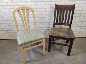 lot 831 image: (2) Solid Wood Chairs - NO SHIPPING