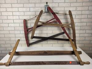 lot 838 image: Antique Buck Saws and Evener - NO SHIPPING