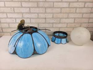 lot 537 image: Vintage Slag Glass Hanging Light - NO SHIPPING
