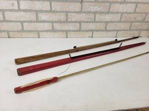 lot 525 image: (3) Vintage Ice Fishing Poles - BIEK Mfg. and More