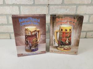 lot 846 image: (2) BUDWEISER National Historical Landmark Series Beer Steins in Original Boxes