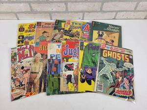 lot 512 image: (12) Assorted Comic Books from 12 Cent to 50 Cent - Archie, Sad Sack, The Little Rascals, Phantom, Ghosts and More