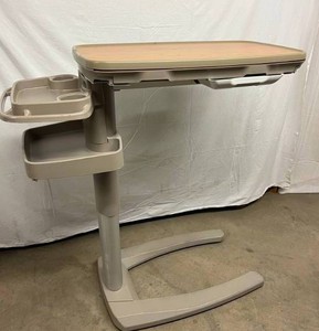 MSRP $2000 TOP OF THE LINE &amp AWARD WINNING STRYKER TRU-FIT SPLIT TOP HEIGHT ADJUSTABLE OVERBED TABLE WSLIDE OUT VANITY COMPARTMENT &amp MIRROR ON BOTH SIDES PLUS SIDE TRAY WITH CUPHOLDERS - LIKE NEW