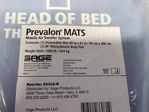 MSRP $600  2 NEW IN SEALED PACKAGE Sage Products Prevalon Mobile Air Transfer System (MATS) - Mobile Air Transfer Mat, M2 Microclimate Body Pad, 39 x 81 - 3242-R