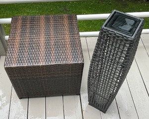 lot 77 image: Woven Stool and Solar Light