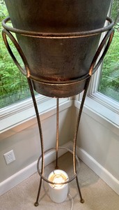 lot 51 image: Lovely Large Vase in a Metal Floor Stand with Dried Florals