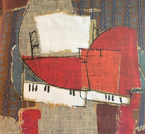 lot 111 image: Original Framed Hand Painted Textile Art Piece