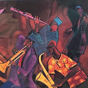 lot 112 image: Jammin Framed Print by Tana Powell